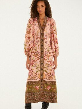 Farm Rio x Barbour Alice Floral Leopard Maxi Dress Size Medium